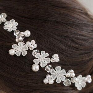 Galina Signature Pearl Floral Bridal Headpiece Adjustable Headband